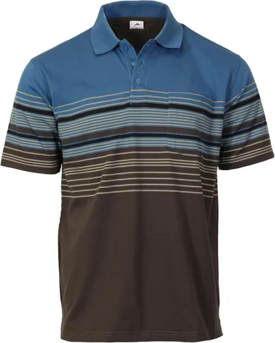 Vista 8 de Gioberti Polo de contraste de rayas dobles para hombre con bolsillo - tinte de hilo 9328b - Gris Con Logo Delfín