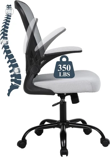 Vista 16 de Flysky Silla ergonómica de escritorio para oficina en casa, soporte lumbar, silla giratoria de malla transpirable para computadora con ruedas y Negro