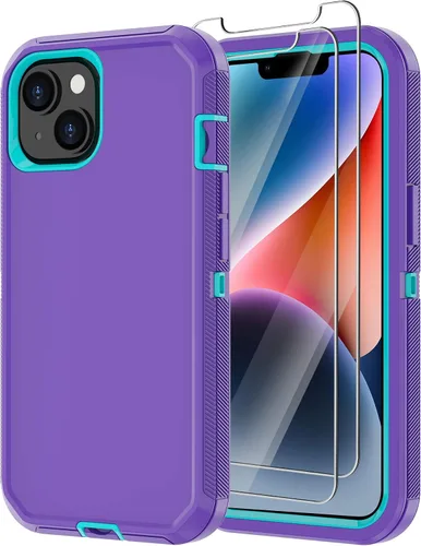 Vista 18 de Funda para iPhone 14 con 2 protectores de pantalla, resistente a los golpes, a prueba de caídas, a prueba de polvo, cuerpo completo, resistente