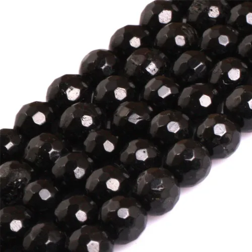 Vista 14 de JOE FOREMAN Cuentas de turmalina negra para hacer joyas, piedras preciosas naturales, semipreciosas, 0.079 in, redondas, facetadas de 15 pulgadas
