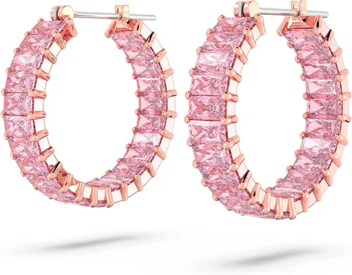 Vista 3 de Swarovski Matrix Crystal Hoop Earrings, Blue and Clear Crystals, Rhodium Finish