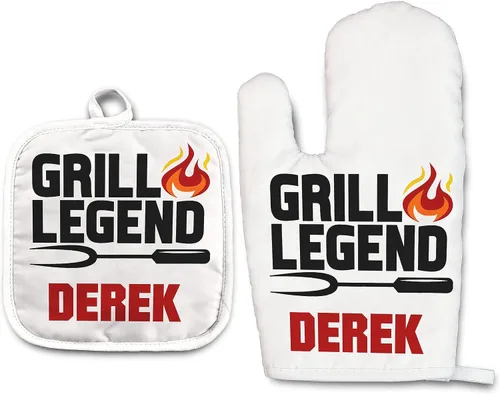 Vista 21 de Angela's Kitchen - Juego de guantes de horno personalizados y soporte para ollas Regalos de cocina personalizados Inauguración de la casa