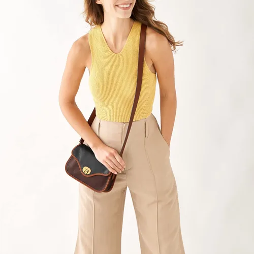 Vista 5 de Fossil Heritage - Bolso bandolera de piel con solapa para mujer