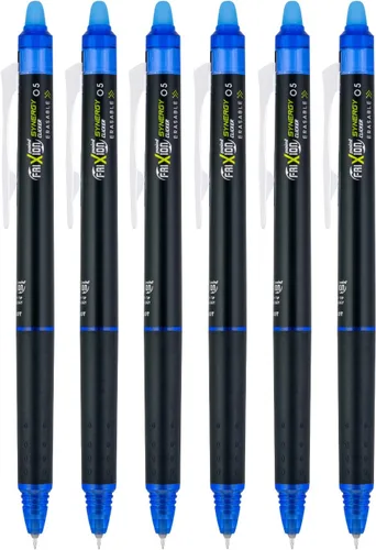 Vista 8 de PILOT FriXion Synergy Clicker Bolígrafos de gel retráctiles y borrables, punta extra fina de 0.5mm, tinta negra, paquete de 6