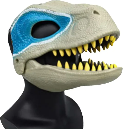 Vista 2 de Máscara de dinosaurio con mandíbula móvil, novedosa máscara de dragón de látex para escenario de vestir