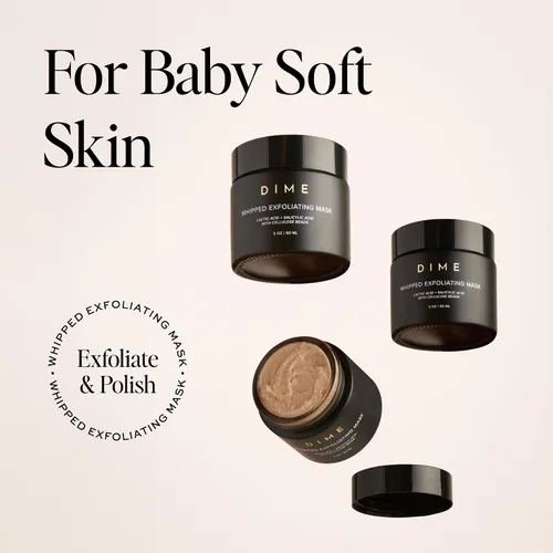 Vista 5 de DIME Beauty Whipped - Mascarilla exfoliante facial y limpiador, exfoliante de ácido láctico y ácido salicílico, 2 onzas / 2.0 fl oz