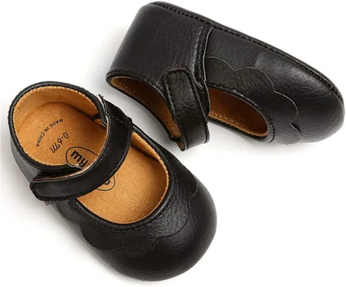 Vista 3 de LAFEGEN Zapatos planos Mary Jane para bebés y niñas con Bownot, suela suave, suela suave, piel sintética, recién nacidos, para primeros pasos