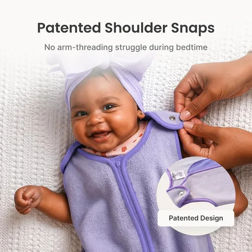 Vista 4 de Baby Deedee Sleep Nest - Saco de dormir de forro polar para bebé, gris, 6-18 meses Patented shoulder snaps and full-length zipper support easy