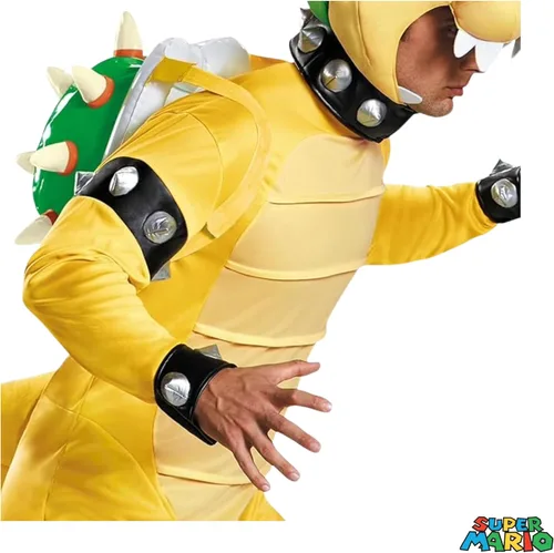 Vista 4 de Disguise Super Mario Bros - Disfraz de Bowser de lujo para adultos Traje de cosplay de Bowser de talla grande para hombre con concha inflable