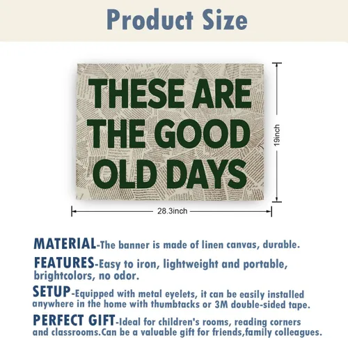 Vista 2 de Lienzo decorativo para pared con texto en inglés "These Are The Good Old Days" (Estos son los buenos viejos días), póster decorativo estético