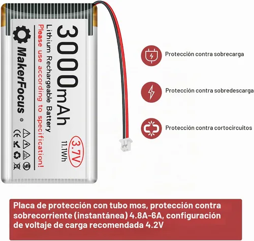 Vista 6 de 3.7V 3000mAh batería recargable de polímero de litio para ESP32 1 unids