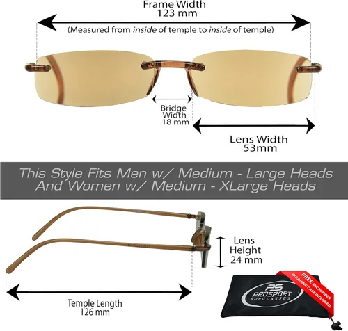 Vista 2 de proSPORT 2 pares de lentes de sol de lectura tintados, sin montura para hombres y mujeres