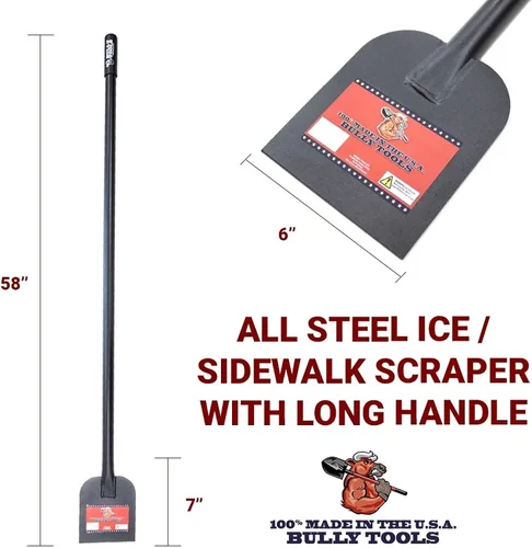 Vista 2 de Bully Tools - Rascador de hielo de acero calibre 11, mango largo, fabricado en Estados Unidos