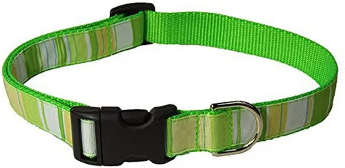 Vista 4 de Collar de perro con estampado a rayas Morado/Multi 10-14 pulgadas, pequeño Púrpura/Multi