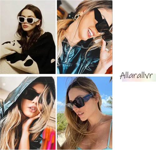Vista 3 de Allarallvr Cat Eye Sunglasses for Women Men Retro Trendy Frame Square Shades AR82101