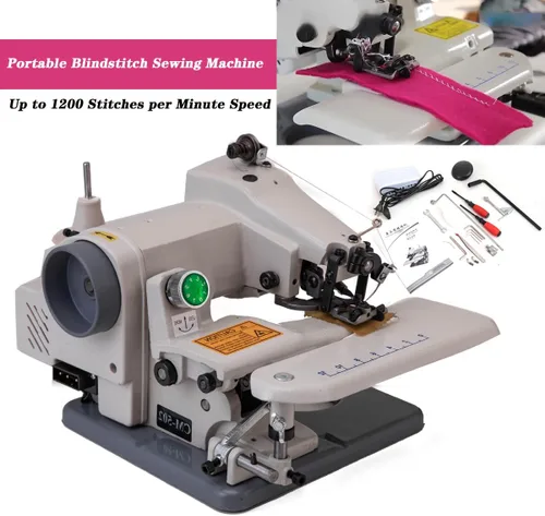 Vista 3 de Máquina de coser de punto ciego de escritorio de grado profesional portátil con dobladillo ciego para máquina de coser vestidos, faldas y pantalones
