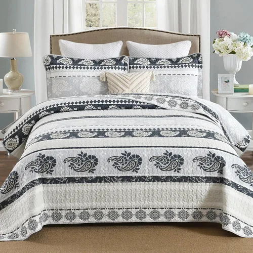 Vista 13 de Edredones Amarillos Tamaño Queen, Juego de Ropa de Cama de Algodón, Edredón Amarillo Gris Blanco, Ropa de Cama Rayada Tamaño Queen, Edredón de Lujo