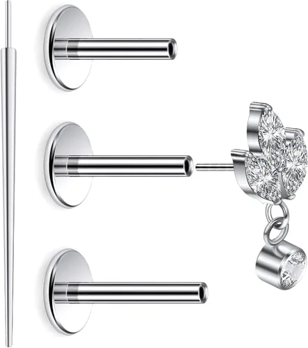Vista 16 de 20G 18G 16G Astm F136 Titanio Sin Rosca Parte Trasera Plana Aretes Tragus Hélice Concha Joyería de Piercing Nariz Labio Anillos Hélice Frontal