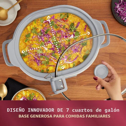 Vista 5 de Crockpot olla de cocción lenta programable de 7 cuartos de galón portátil con Sous Vide, acero inoxidable