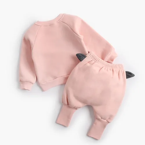 Vista 5 de TBUIALL Conjunto de sudadera de manga larga con diseño de animales de dibujos animados, blusa, pantalones cálidos, para niños y niñas