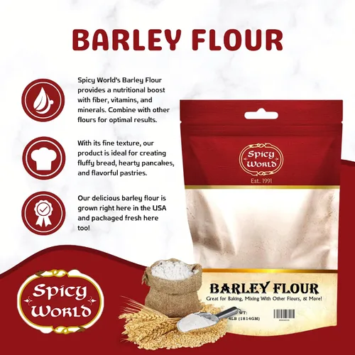 Vista 8 de Spicy World Harina de cebada – Bolsa de 4 libras (64 onzas) Totalmente natural, cruda, cultivada en Estados Unidos Grano de cebada versátil