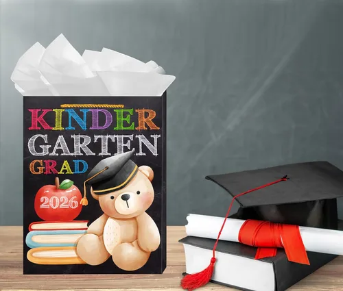 Vista 6 de WaaHome Bolsa de regalo de graduación de jardín de infantes para niños y niñas 2026-11.5 pulgadas, bolsas de regalo de graduación de jardín