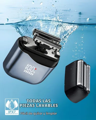 Vista 6 de Maquinilla de afeitar eléctrica para hombres, afeitadora de papel de aluminio para hombre, afeitadora de bolsillo para cara, 100% impermeable