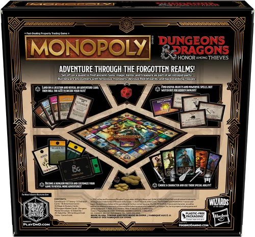 Vista 2 de Hasbro Gaming Monopoly Dungeons & Dragons: Honor Among Thieves Juego de mesa, inspirado en la película de D&D, juego de mesa Monopoly D&D para 2-5