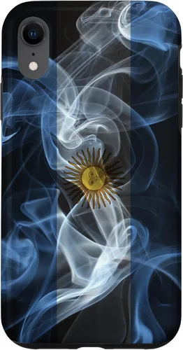 Vista 25 de iPhone 16 Smoky Argentina Flag - Funda de orgullo argentino estilo humo