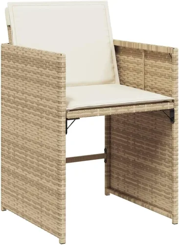 Vista 5 de Beige 5-Piece Outdoor Patio Dining Set with Foldable Chairs Cream Cushions Poly Rattan Furniture for Compact Storage Garden Backyard Balcony Use