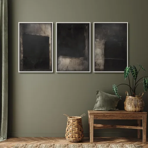 Vista 346 de SIGNFORD - Set de obras de arte en lienzo enmarcado para pared, ilustraciones abstractas de neblina del desierto en tonos neutros beige y marrón
