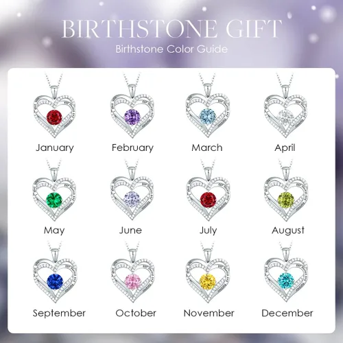 Vista 7 de CDE Forever Love - Collares con dije en forma de corazón, de plata de ley925 y con piedra de nacimiento y circonia para mujer, regalo de aniversario