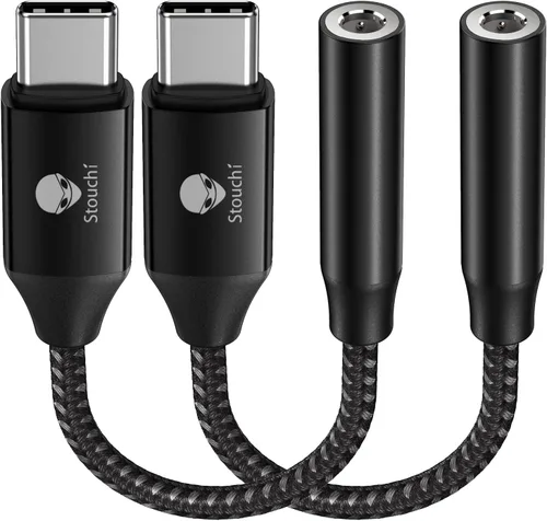 Vista 10 de Stouchi Adaptador USB C a 3,5 mm hembra, cable de conector de audio para auriculares tipo C Hi-Fi para iPhone 17/16/15, Pixel 9/8/7/6, iPad, Samsung