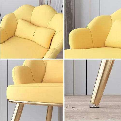 Vista 4 de Silla de comedor moderna de cuero, silla de tocador con patas de silla de metal, cocina, dormitorio, sala de matrimonio, balcón, sofá, silla, pasta