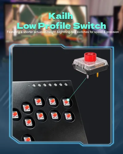 Vista 6 de JZW-Shop All Metal Arcade Stick M16, controlador de arcade con todos los botones para Switch, PC, PS4, PS3, Steam Deck, Arcade Fight Stick Joystick