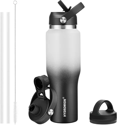 Vista 31 de HYDROWION Botella de agua aislada de 32 onzas, soporte para botella de agua para automóvil, botella de viaje aislada al vacío de doble pared