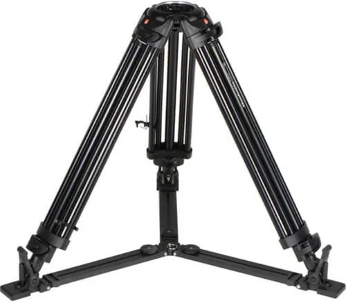 Vista 2 de Manfrotto Trípode de video profesional de dos etapas de 545GB con esparcidor de nivel de piso (negro)