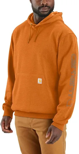 Vista 13 de Carhartt Sudadera de ajuste holgado para hombre con logotipo en la manga, de peso medio, gráfica, liquidación Terreno ámbar