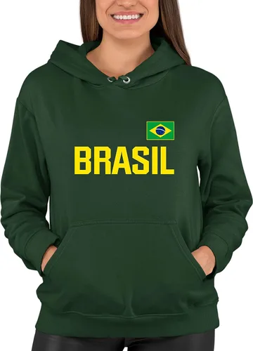 Vista 5 de Go All Out Sudadera con capucha Team Brasil Flag Pride para hombre y mujer