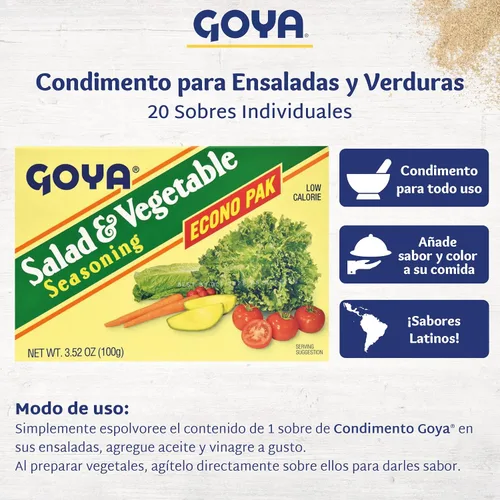 Vista 4 de Goya Condimento para ensaladas y verduras, hojas verdes, propósito, paquete