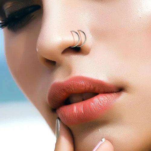 Vista 20 de 2 Pairs Double Hoop Earrings, Gold Cartilage Earrings for Women, Small Silver Helix Piercing Jewelry,Spiral Nose Ring Tiny Twist Earrings as Gift