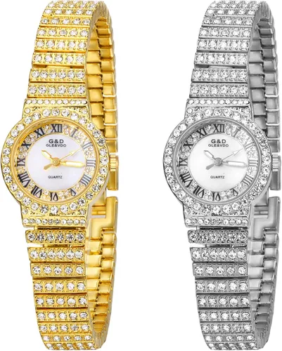 Vista 7 de Avaner Reloj de pulsera analógico de cuarzo con diamantes de imitación para hombre con correa de acero inoxidable para disfraz de Halloween
