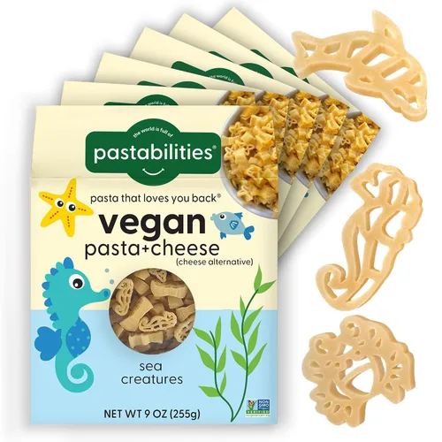 Vista 5 de Pastabilities Macarrones y queso veganos para niños (y adultos) - Under the Sea - Fun Shapes Sea Creatures, tamaño familiar - Sirve 4, mezcla