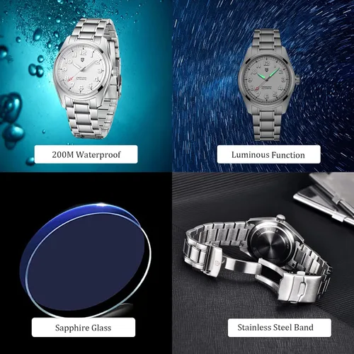 Vista 4 de Mens Watches, Pagani Design Watches for Men, 200 Meters Waterproof Watch, Stylish Stainless Steel Wristwatch, 38MM Sapphire Glass, Japanese NH35