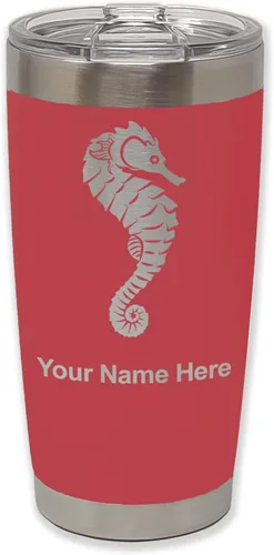 Vista 23 de LaserGram Vaso aislado al vacío de 20 onzas, caballito de mar, grabado personalizado incluido (negro)