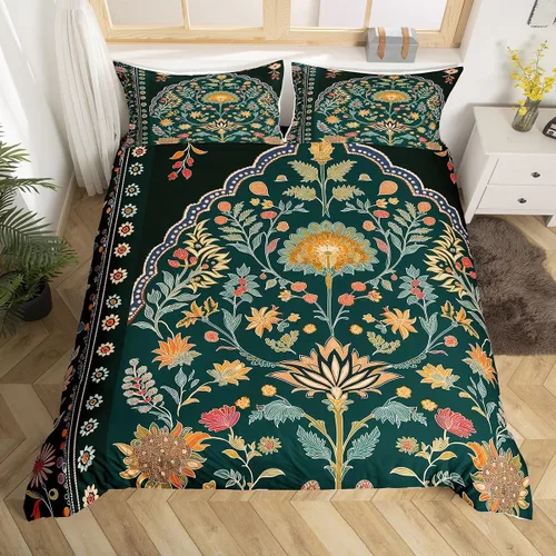 Vista 13 de Erosebridal Juego de ropa de cama gótica de damasco para adultos, funda de edredón victoriana antigua, tamaño individual, funda de edredón gótica