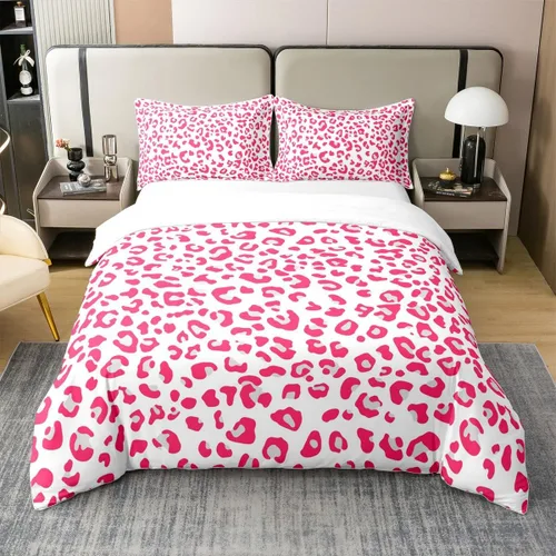 Vista 14 de Castle Fairy Juego de funda de edredón con estampado de leopardo, 100 % algodón natural, juego de funda de edredón de guepardo africano con 1 funda