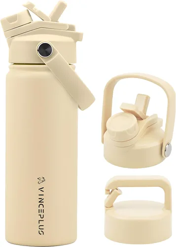Vista 26 de Botella de agua de acero inoxidable de 32 onzas con tapa 2 en 1, botella de agua aislada al vacío de triple pared, a prueba de fugas, asa