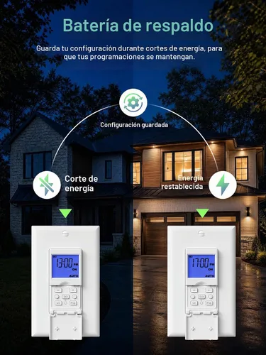 Vista 7 de BN-LINK Interruptor de temporizador astronómico programable de 7 días para luces, amanecer puesta de sol programable interruptor de luz temporizador