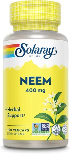 Vista 3 de SOLARAY Neem Leaf 400mg Apoyo saludable para la sangre, la piel y el sistema inmunológico Sin OMG, vegano y verificado en laboratorio 100